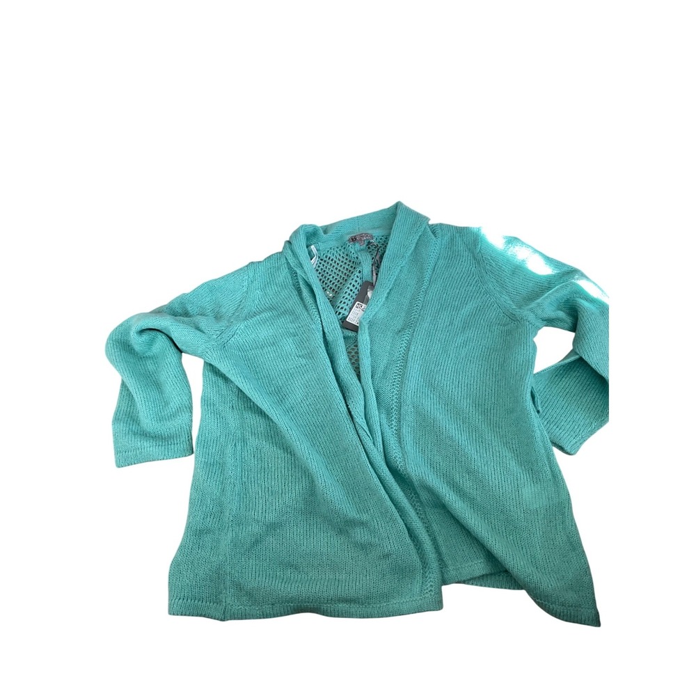 Mohair‎ Teal Open Front Cardigan Knit Shawl Collar Sweater NWT